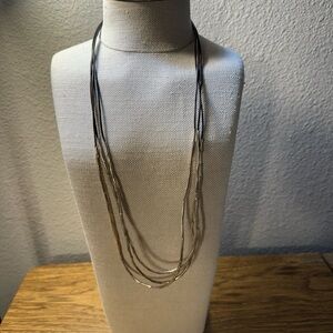 SILPADA brown leather and sterling silver Multi-Strand Necklace